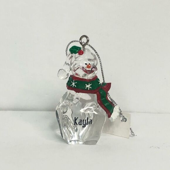 ganz christmas ornament clear kayla personalized snowman 2 inch - Picture 1 of 4